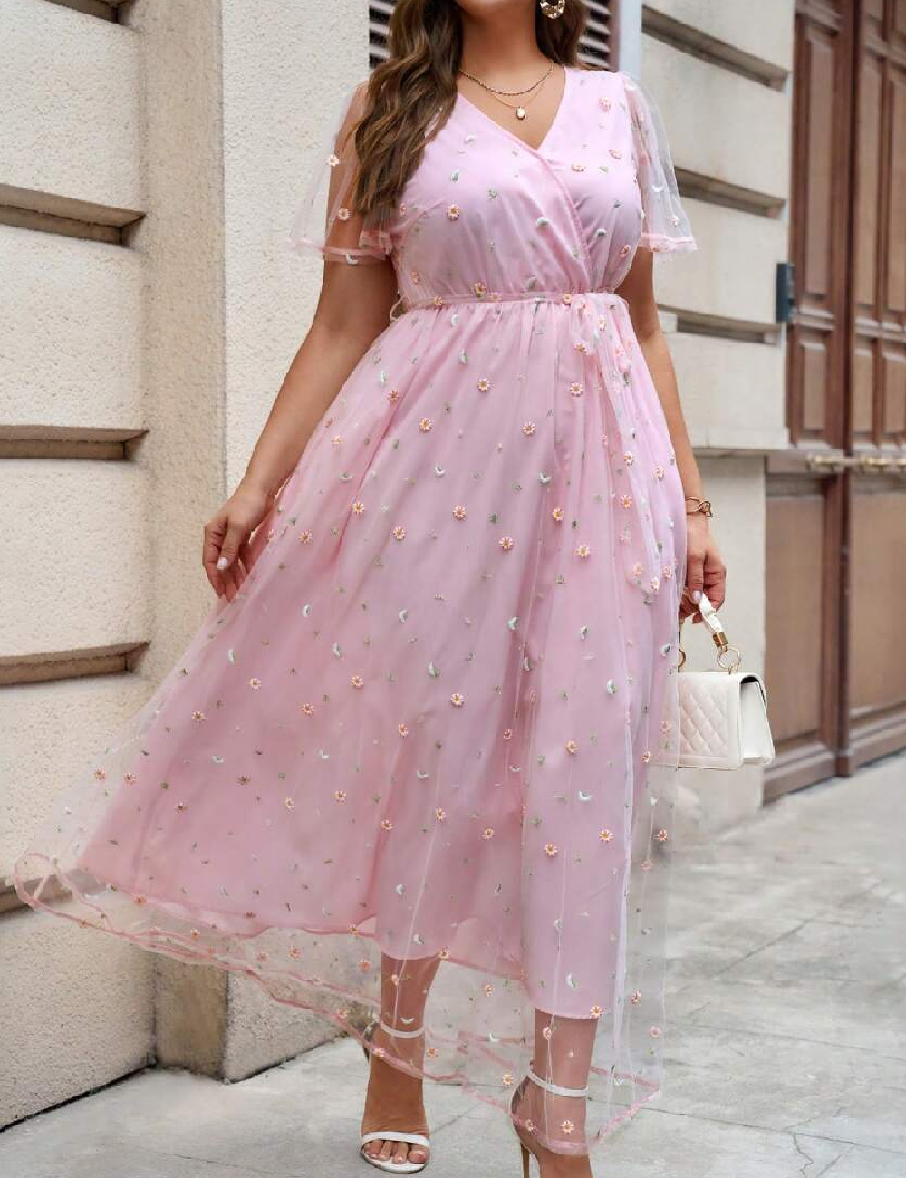 Rochie lunga SHEIN CURVE, roz - 1 | YEO