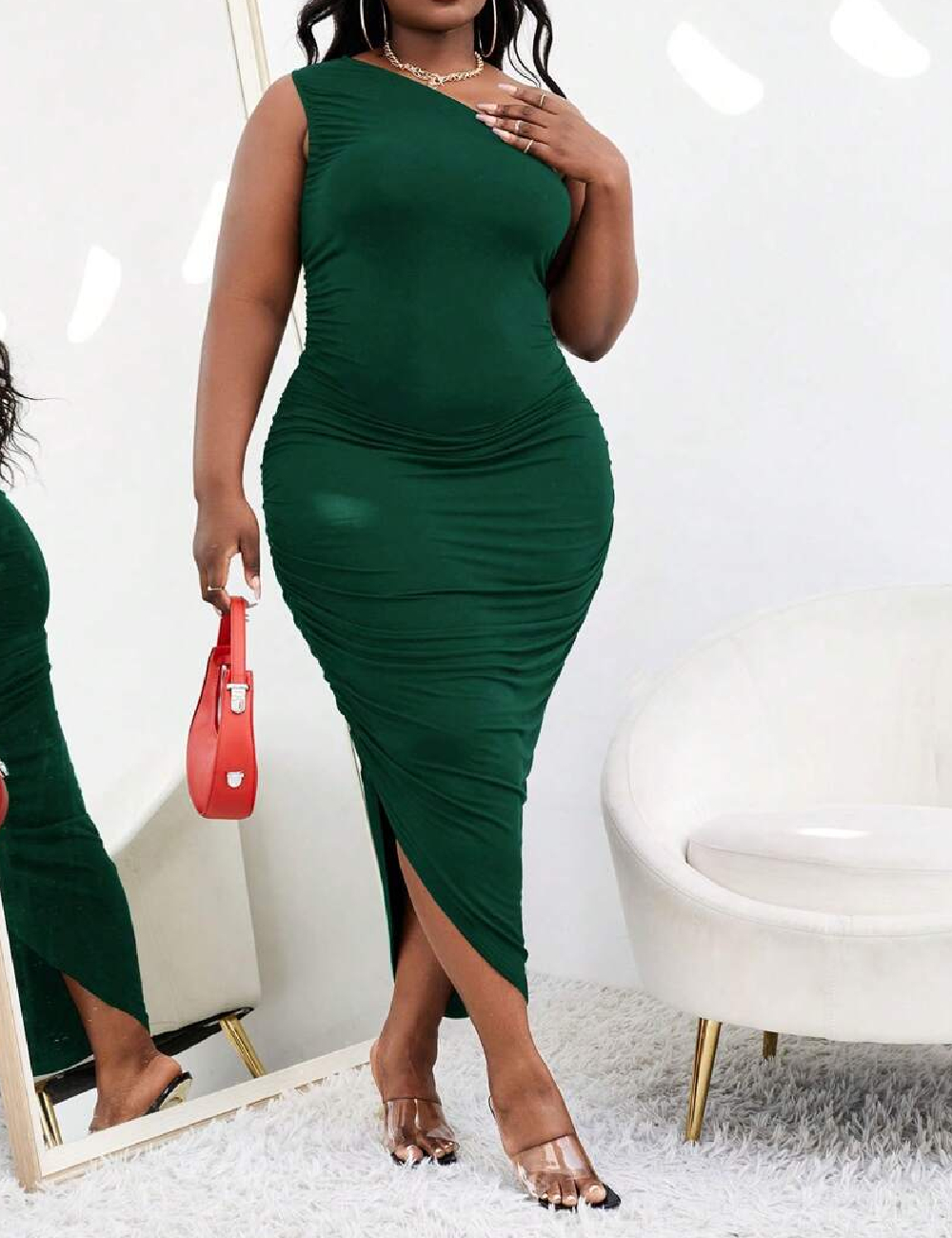 Rochie medie SHEIN CURVE, verde