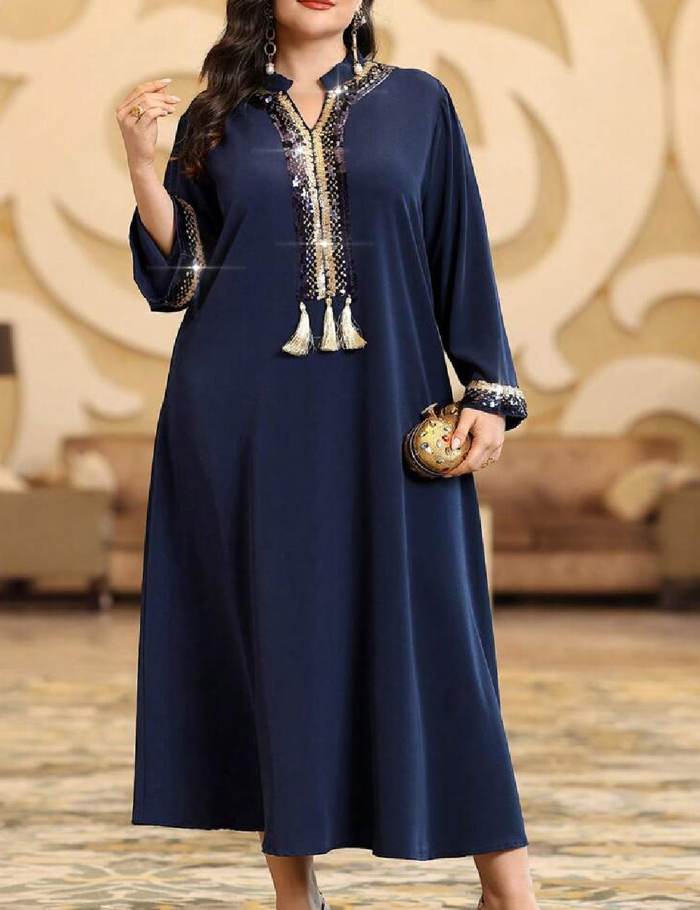 Rochie lunga SHEIN CURVE, bleumarin