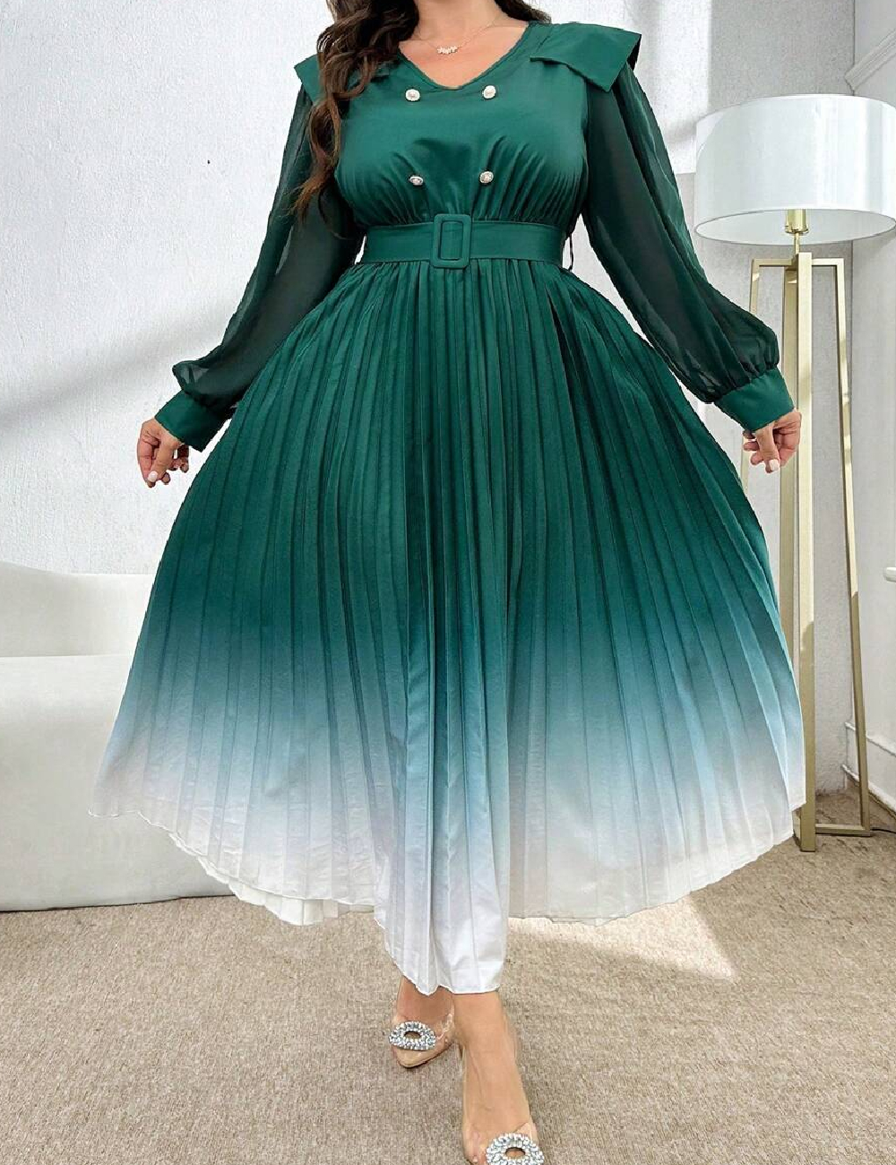 Rochie lunga SHEIN CURVE, verde