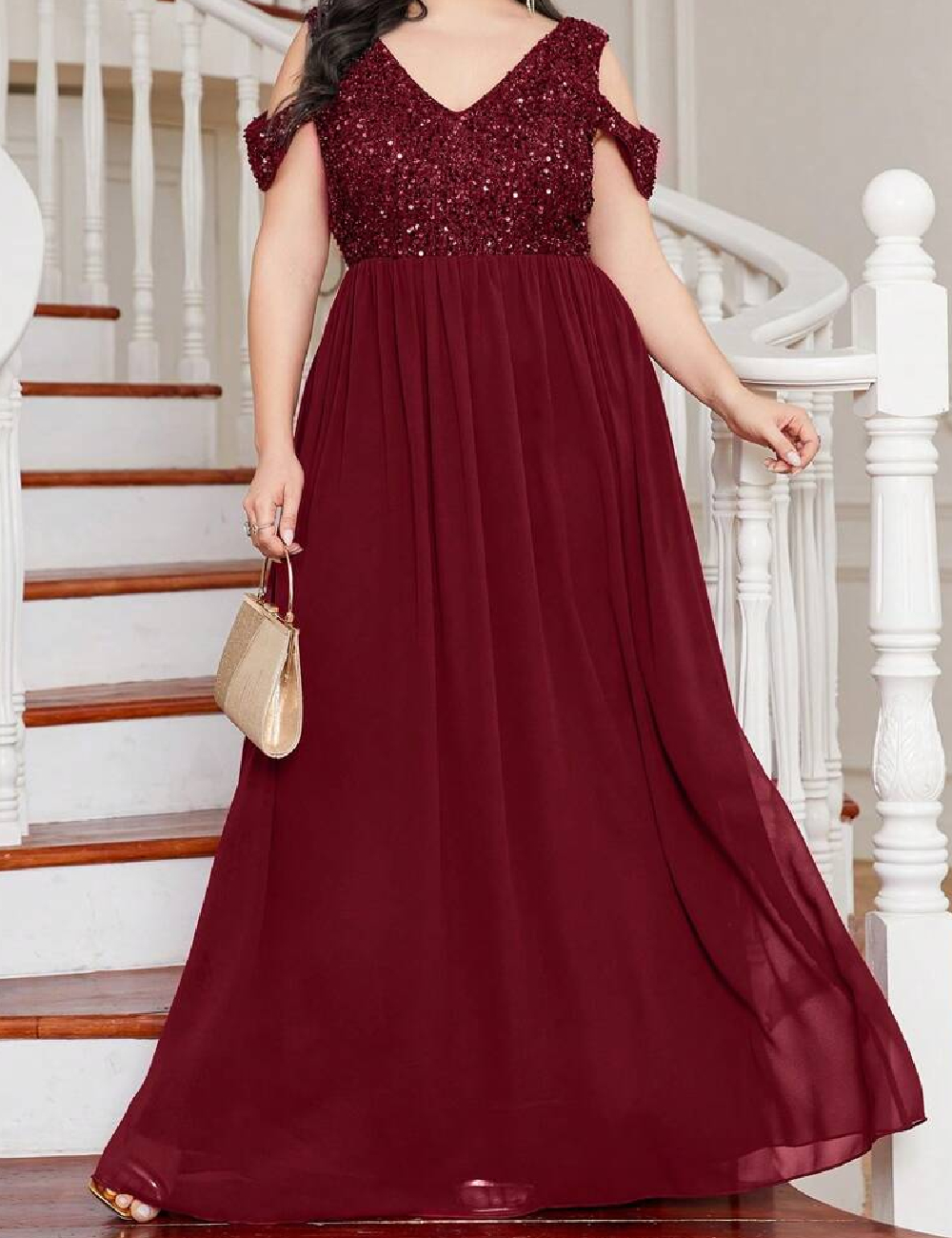 Rochie lunga UNITHORSE Plus Size, visiniu