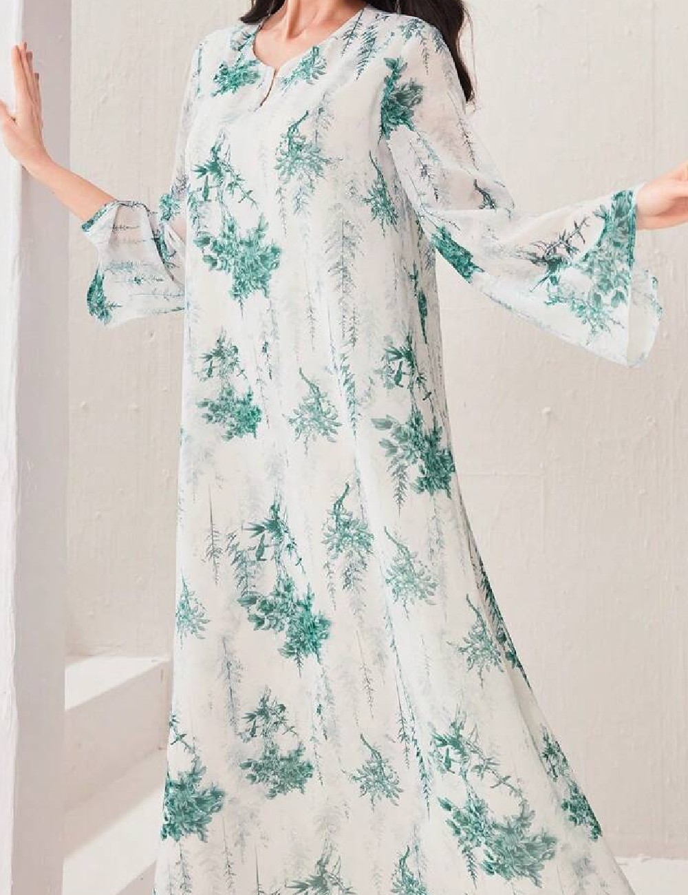 Rochie lunga SHEIN, alb/verde - 1 | YEO