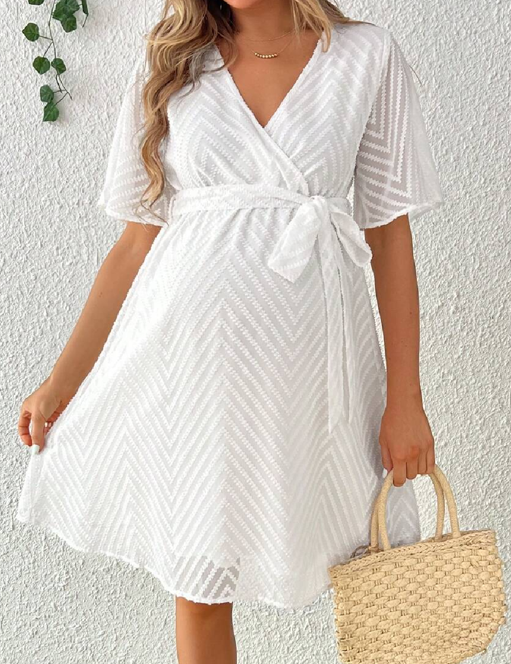 Rochie scurta SHEIN Maternity, alb