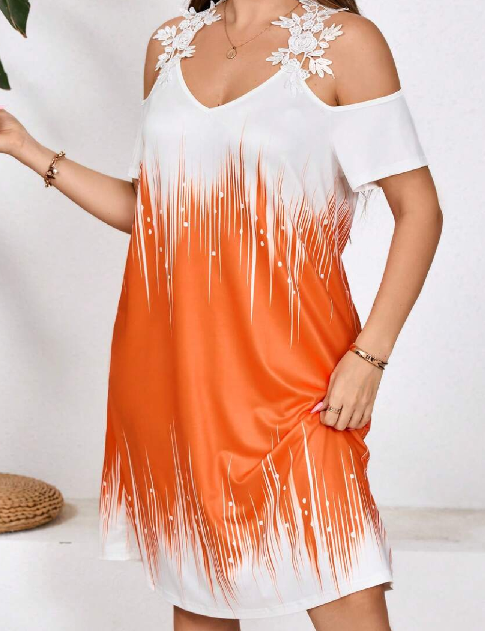 Rochie scurta Emery Rose Curve, portocaliu