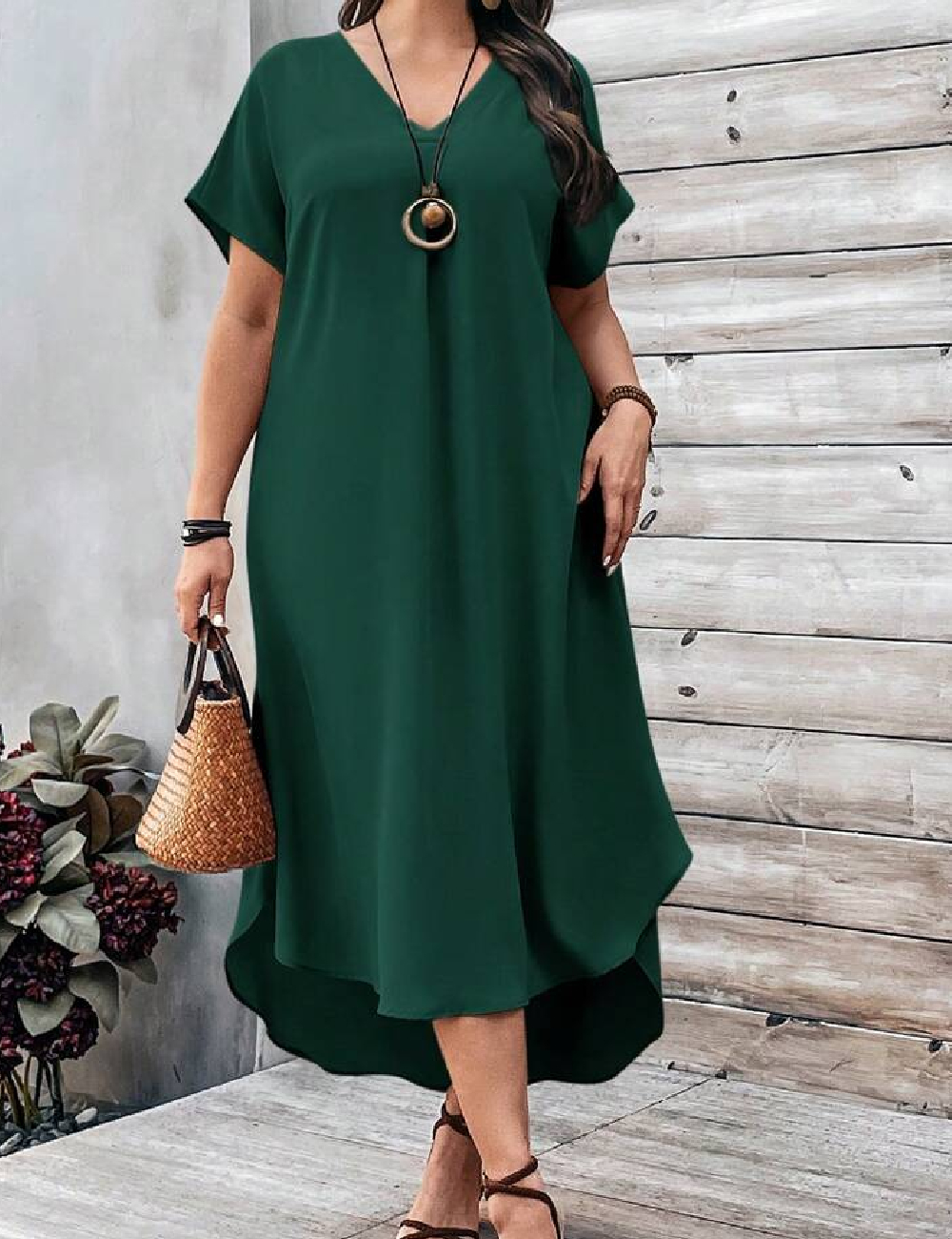 Rochie medie Emery Rose Curve, verde