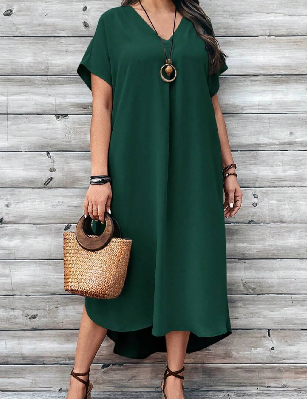 Rochie medie Emery Rose Curve, verde - 1 | YEO