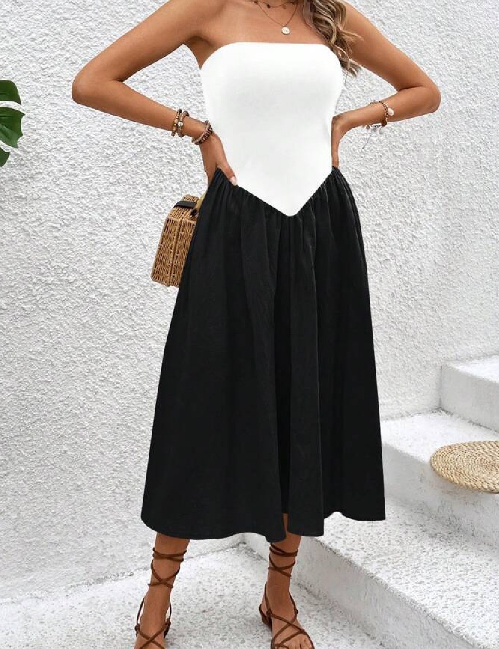 Rochie medie SHEIN, alb/negru - 1 | YEO
