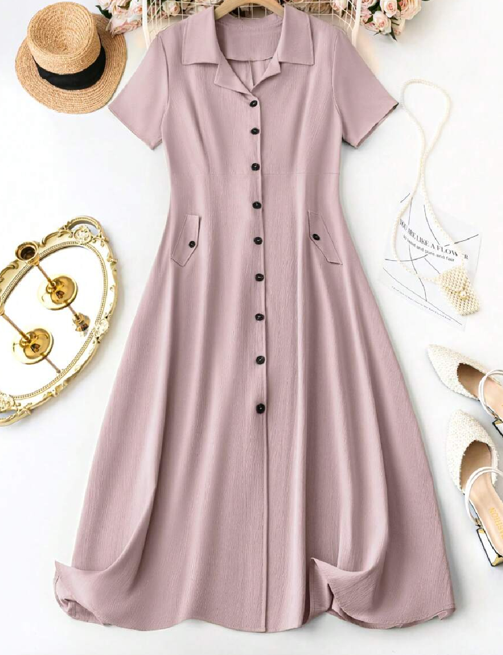 Rochie lunga SHEIN CURVE, roz