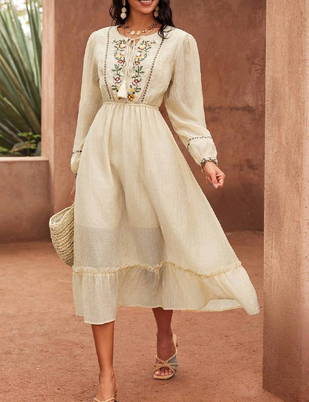 Rochie medie SHEIN, crem - 1 | YEO