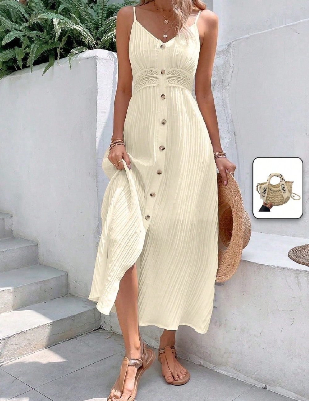 Rochie lunga SHEIN, crem
