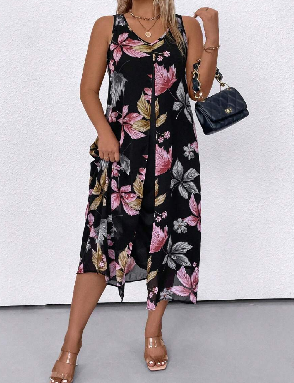Rochie lunga SHEIN CURVE, mix culori