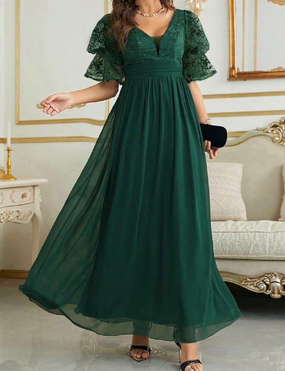 Rochie lunga UNITHORSE, verde - 1 | YEO