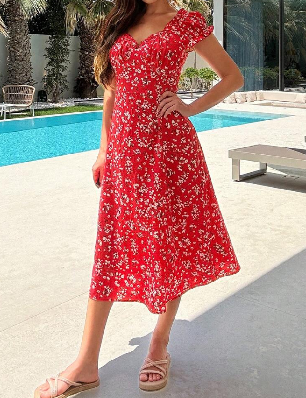Rochie medie SHEIN, rosu - 1 | YEO