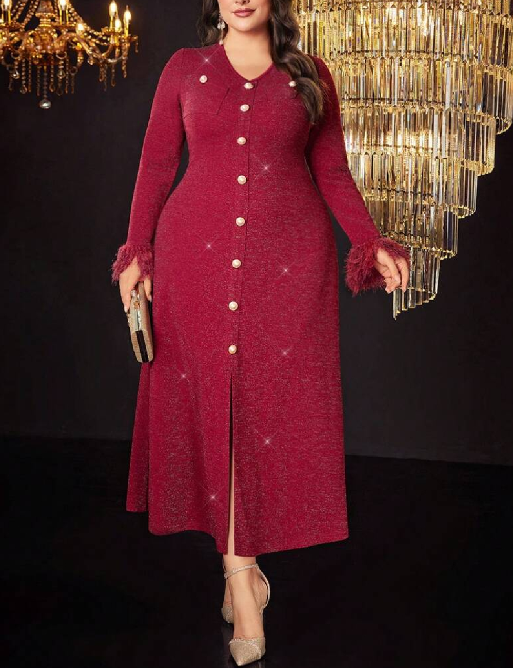Rochie lunga SHEIN CURVE, rosu