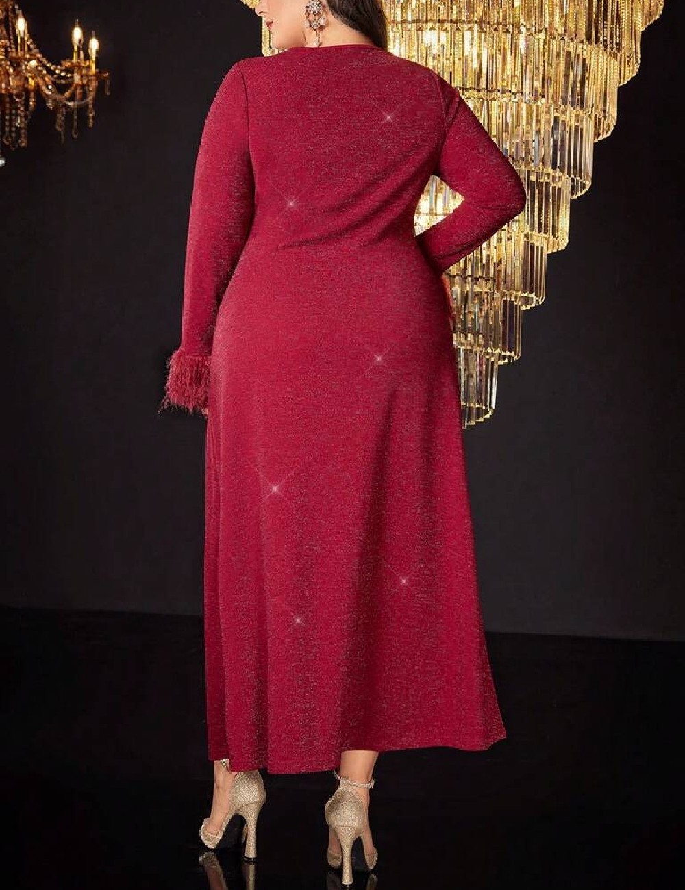 Rochie lunga SHEIN CURVE, rosu - 1 | YEO