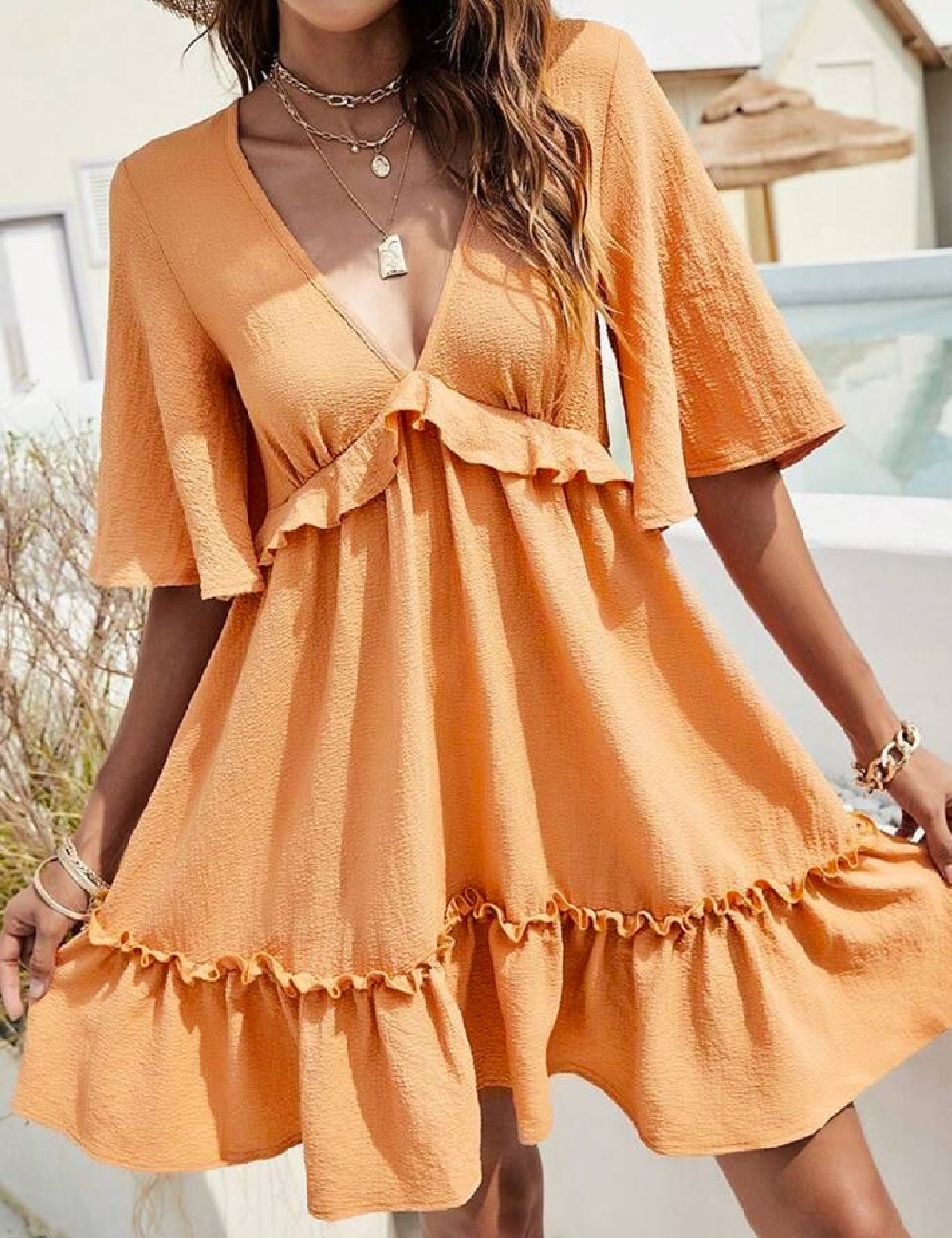 Rochie scurta SHEIN, portocaliu - 1 | YEO