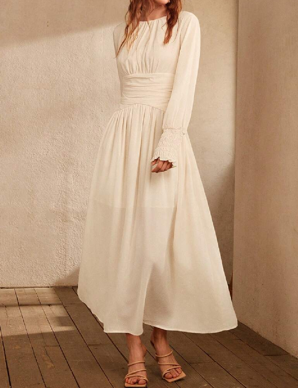 Rochie lunga Anewsta, crem
