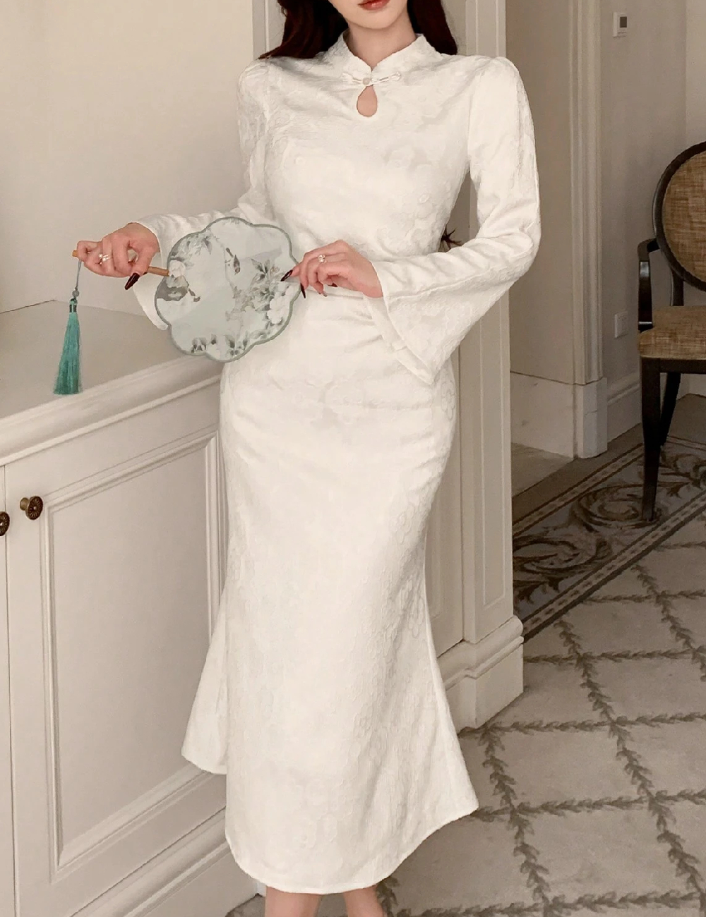 Rochie medie Dazy, ecru