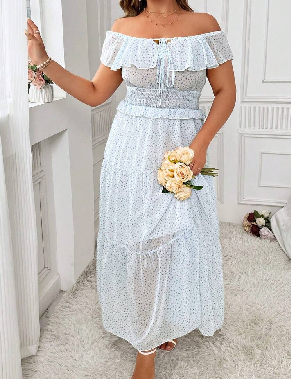 Rochie lunga SHEIN CURVE, bleu - 1 | YEO