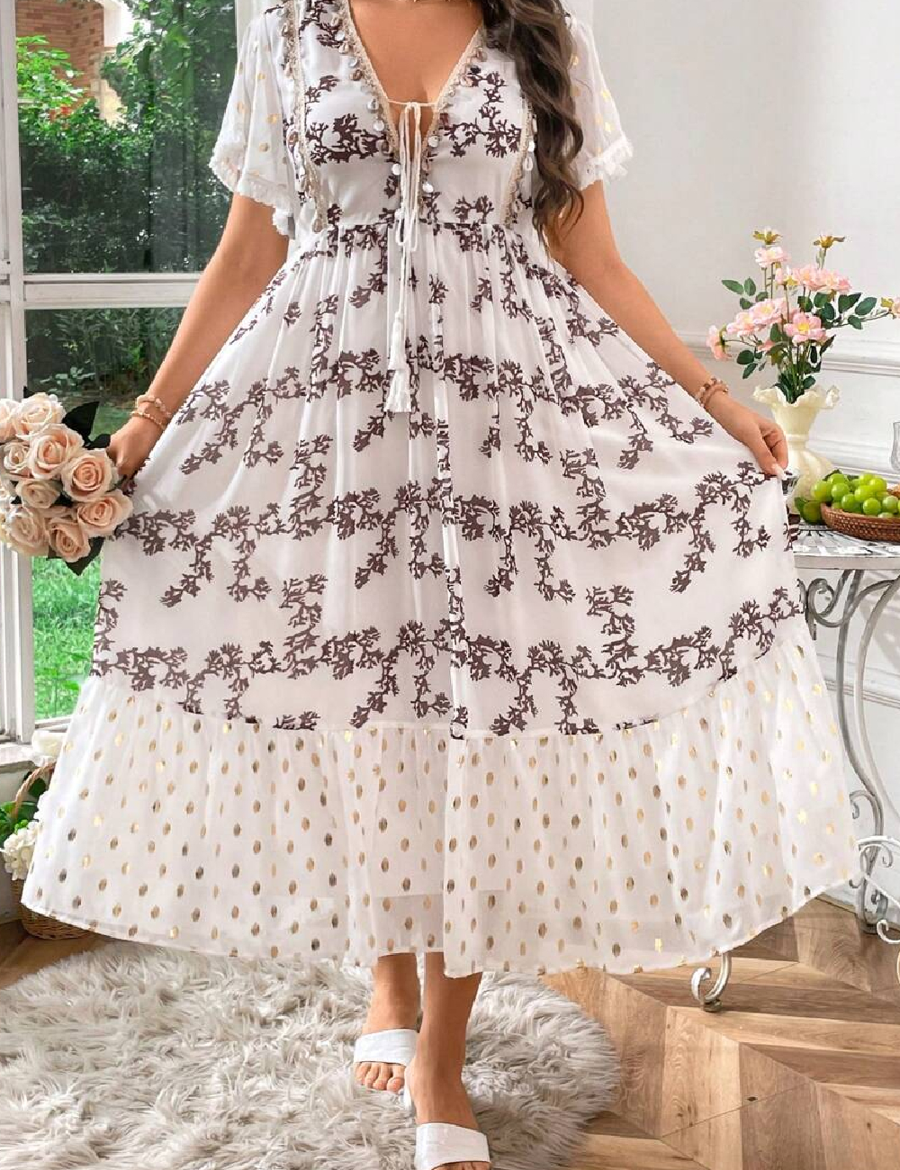 Rochie medie SHEIN CURVE, alb