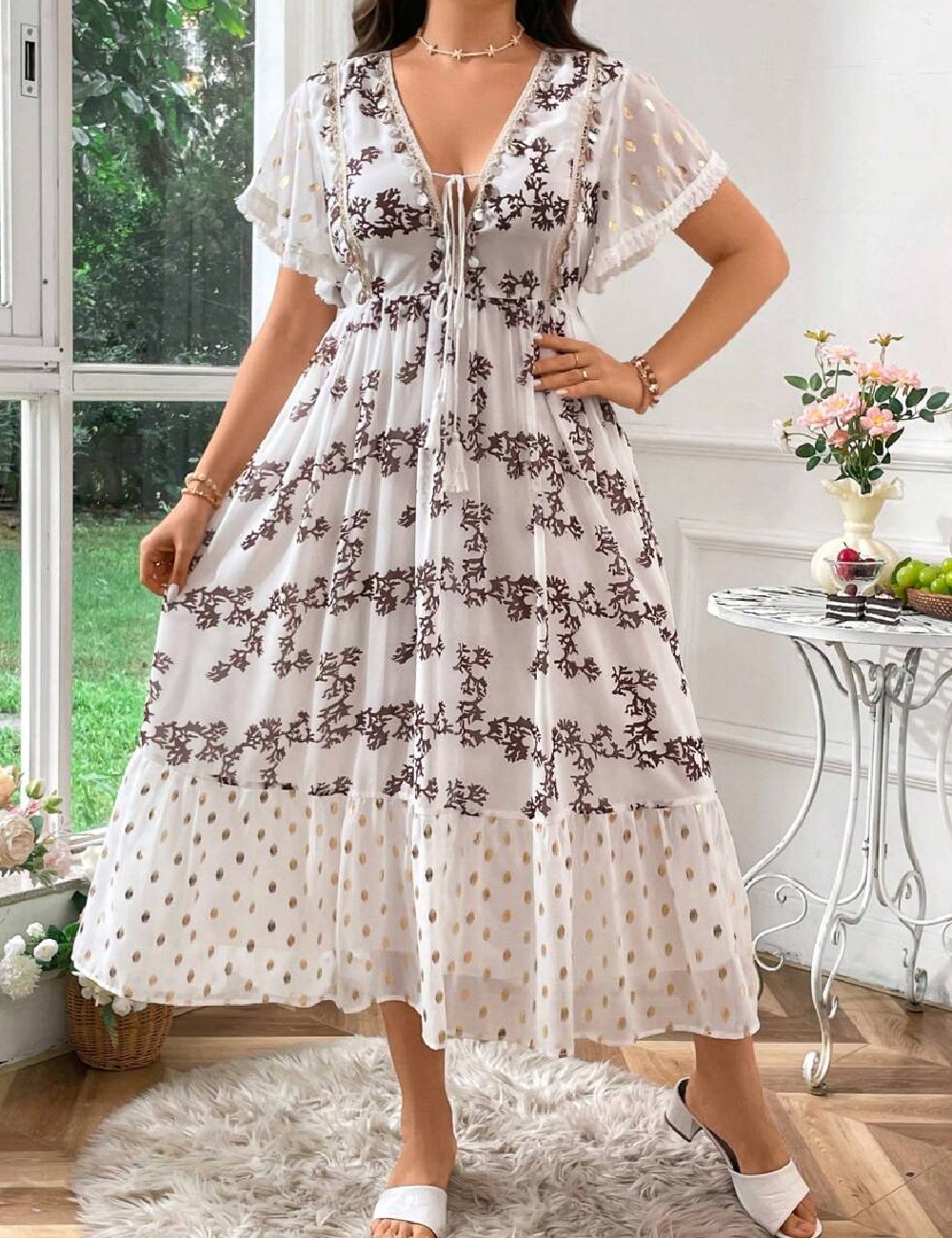 Rochie medie SHEIN CURVE, alb - 1 | YEO