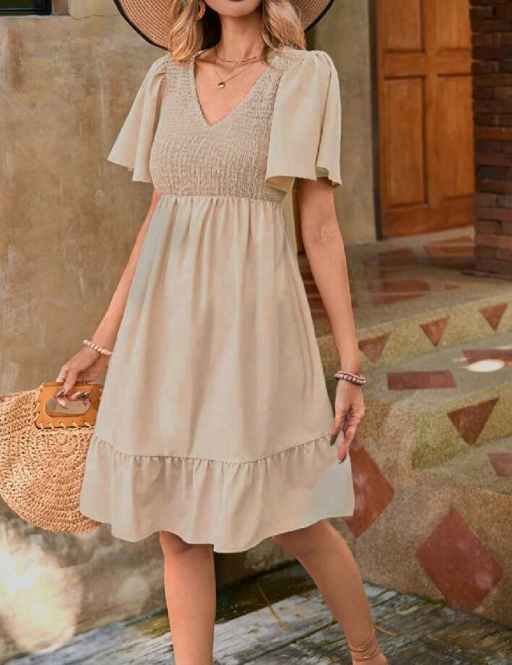 Rochie scurta SHEIN, crem