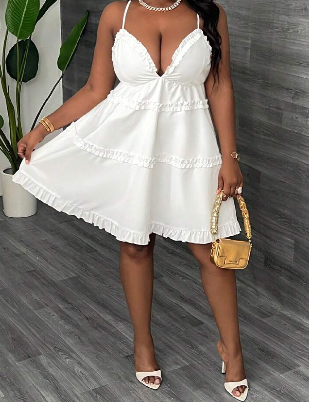 Rochie scurta SHEIN CURVE, alb