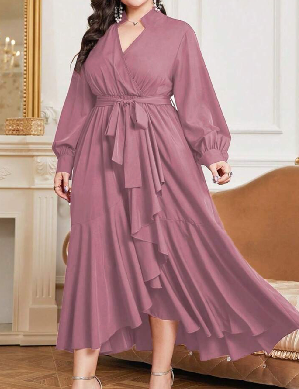 Rochie medie SHEIN CURVE, roz pudra