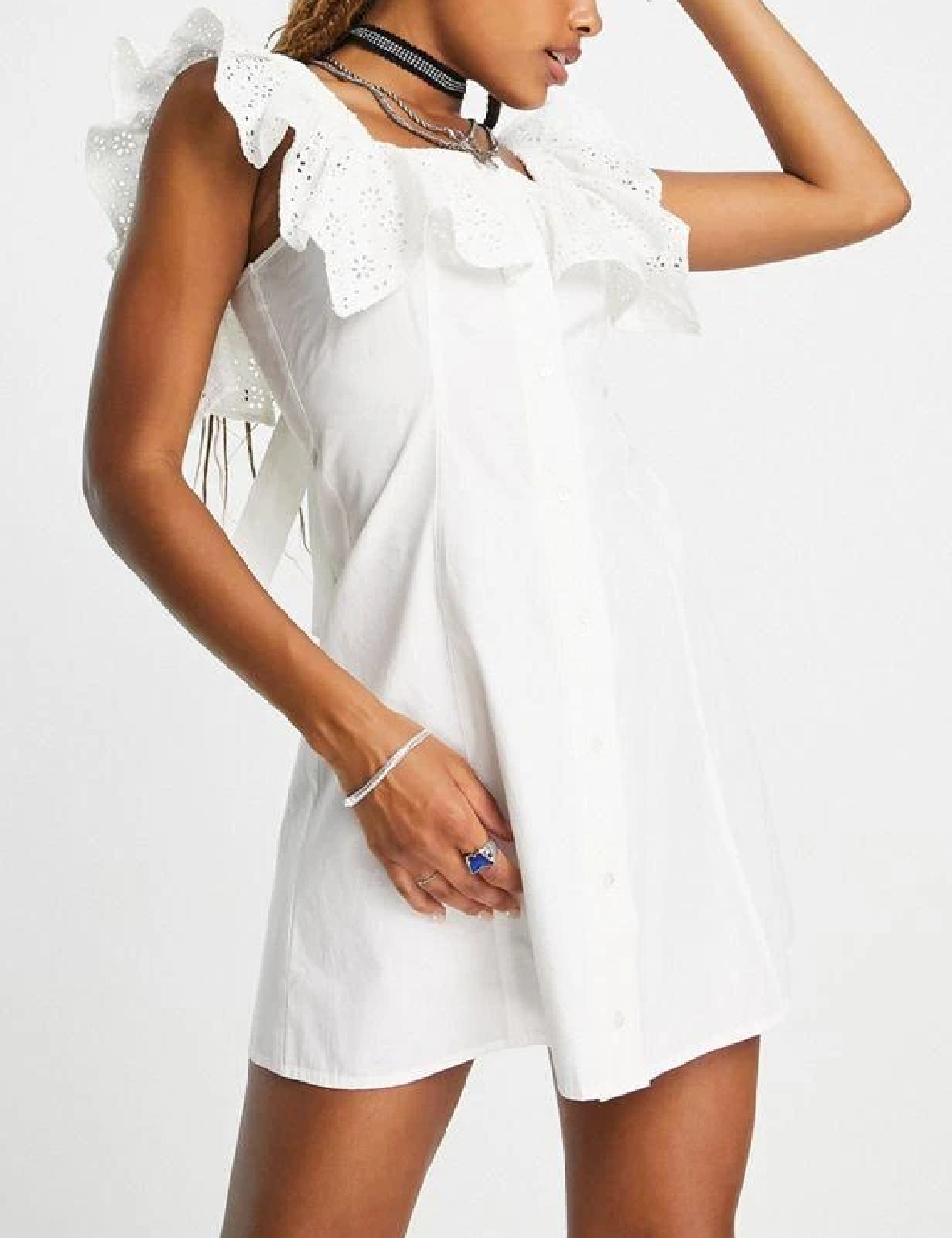 Rochie scurta Reclaimed Vintage, alb