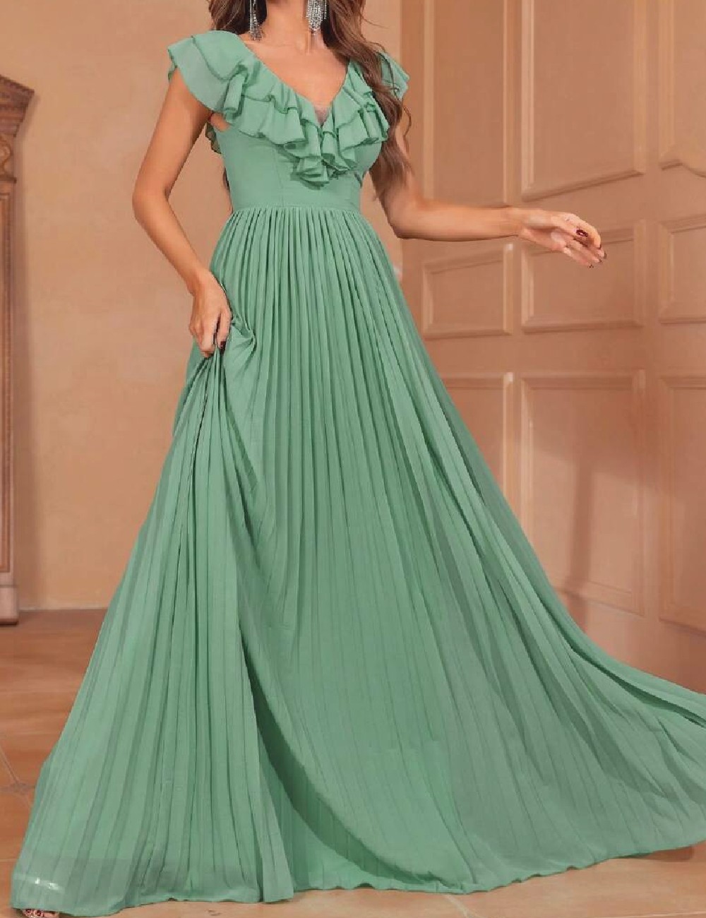 Rochie lunga Faeriesty, verde - 1 | YEO