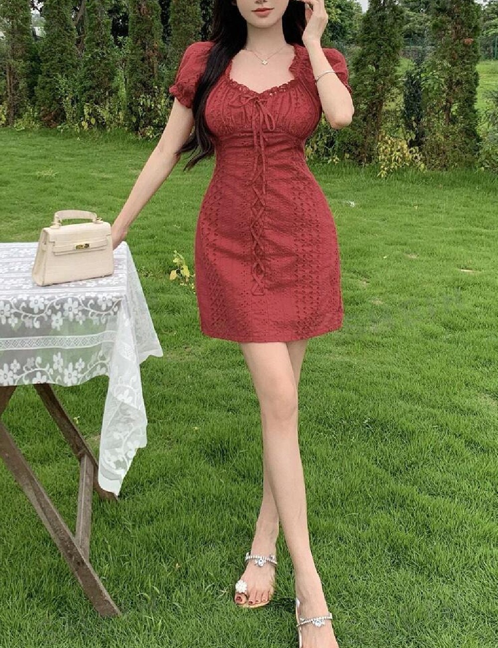 Rochie scurta Dazy, rosu - 1 | YEO