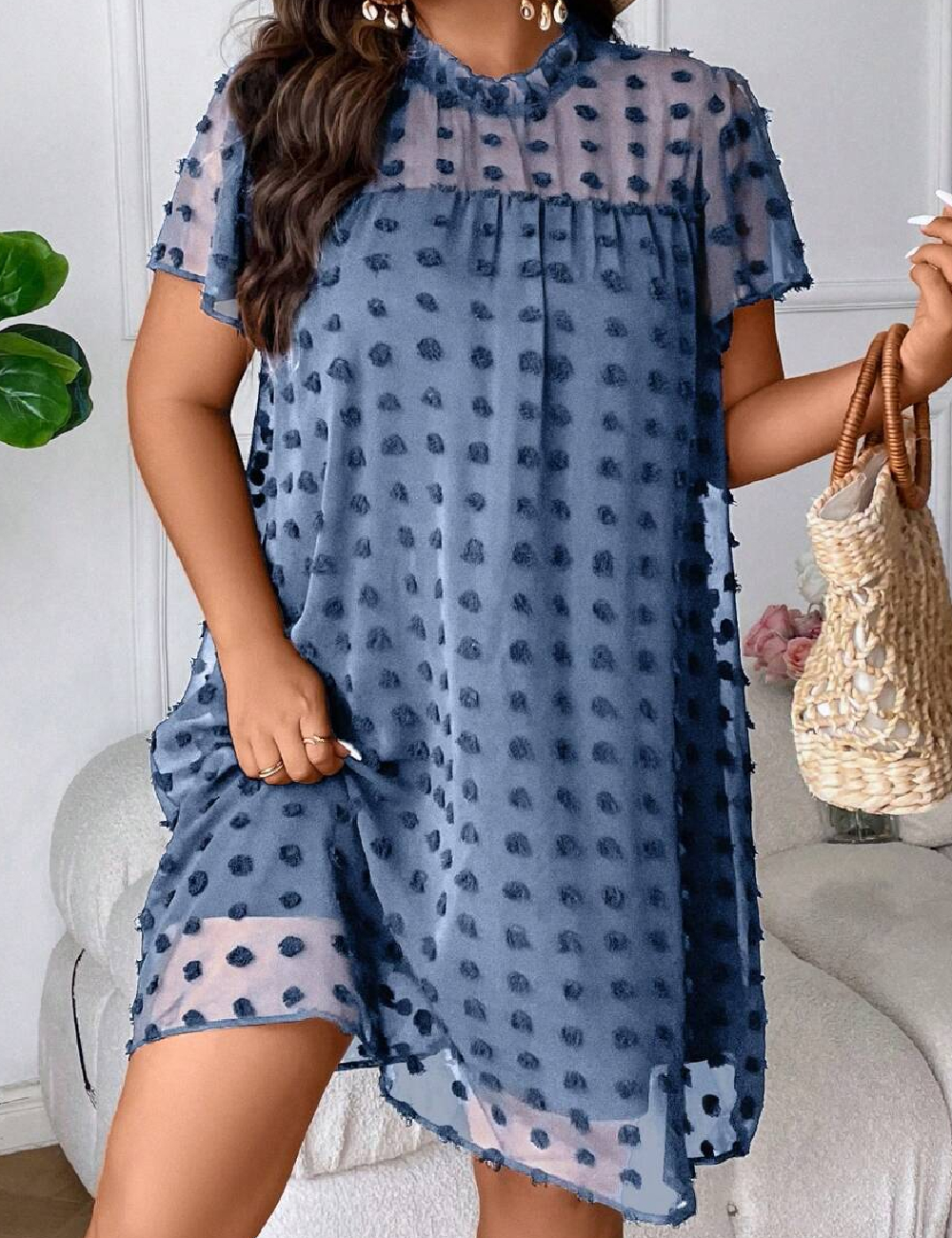Rochie scurta SHEIN CURVE, albastru - 1 | YEO