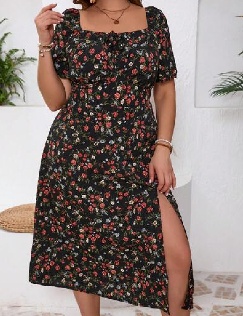Rochie medie SHEIN CURVE, floral print