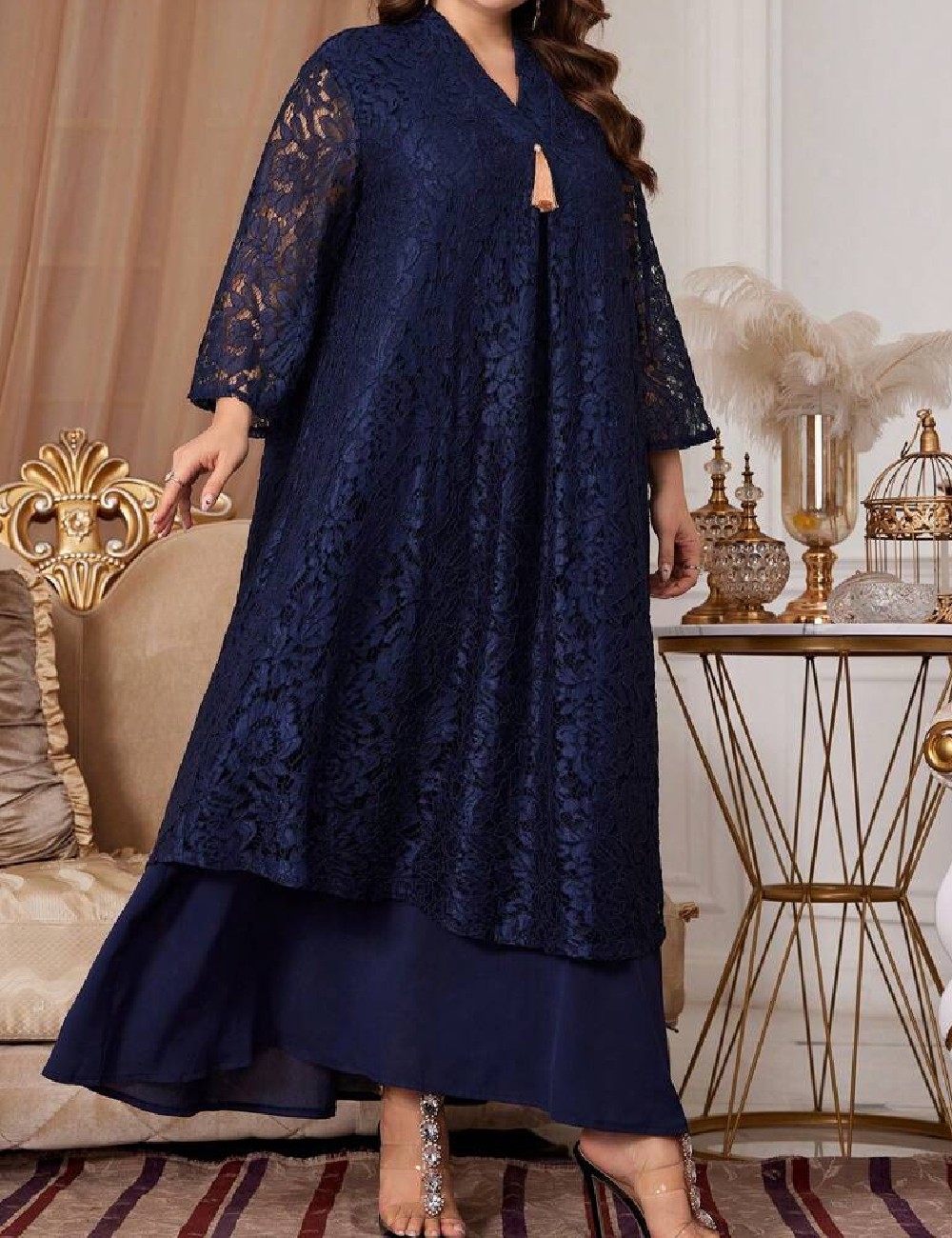Rochie lunga SHEIN CURVE, bleumarin - 1 | YEO