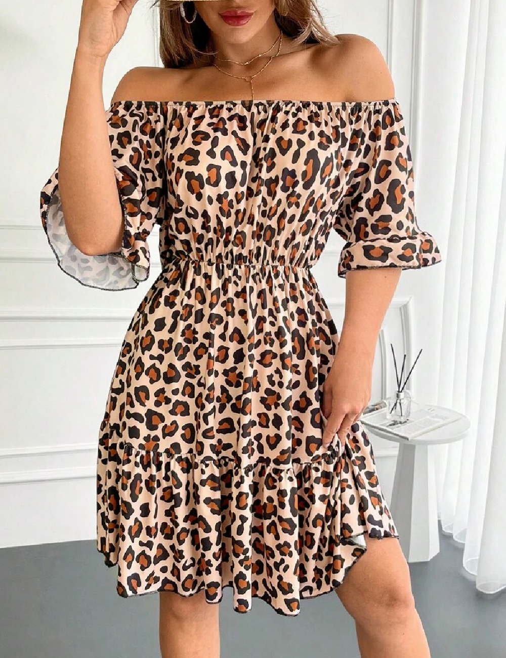Rochie scurta SHEIN, animal print