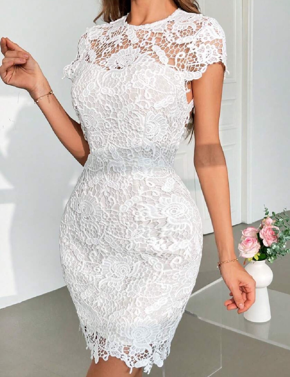 Rochie scurta SHEIN, alb - 1 | YEO