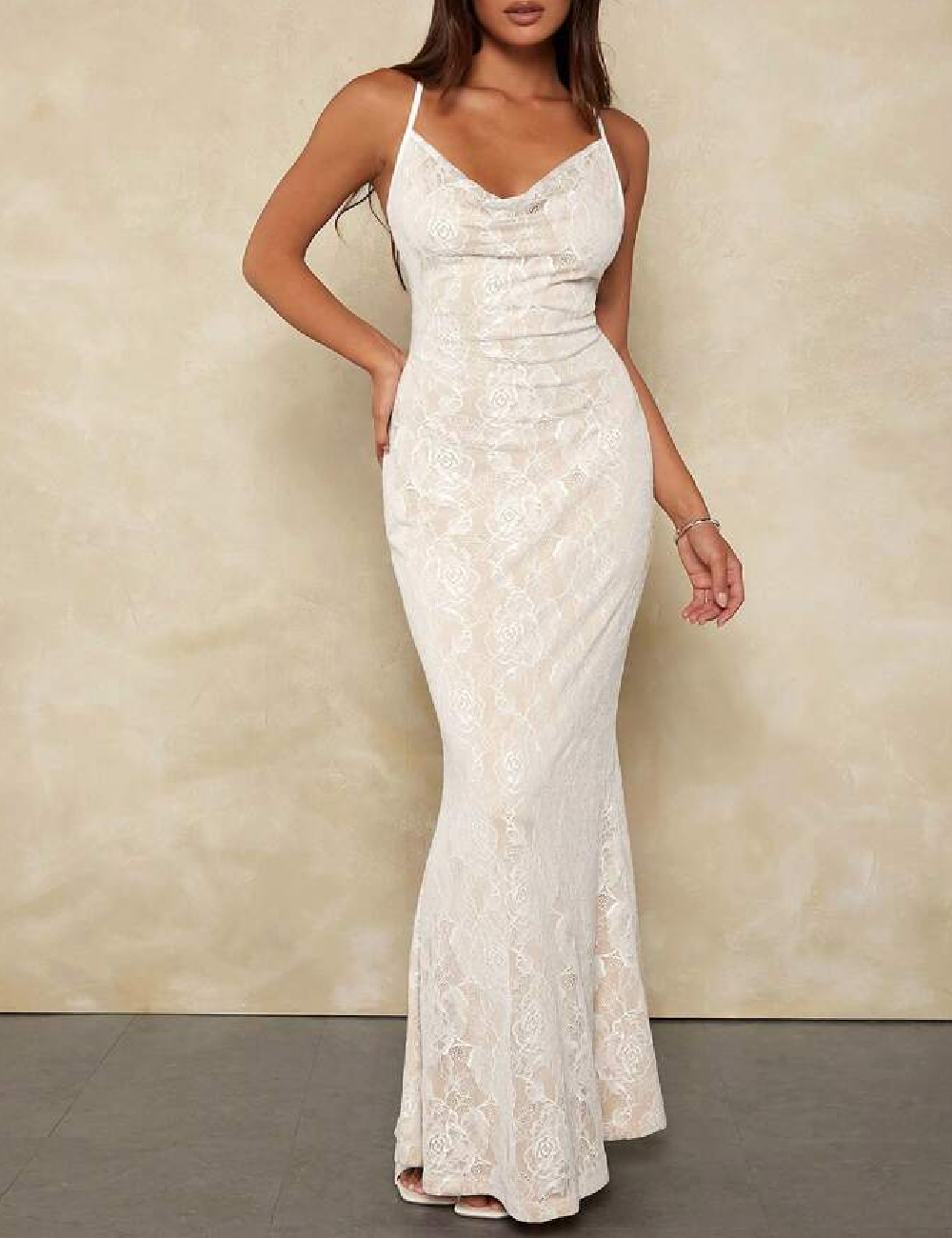 Rochie lunga Forever 21, alb/crem