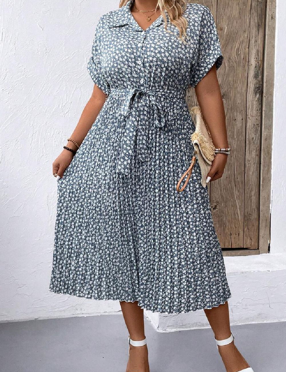 Rochie medie SHEIN CURVE, albastru