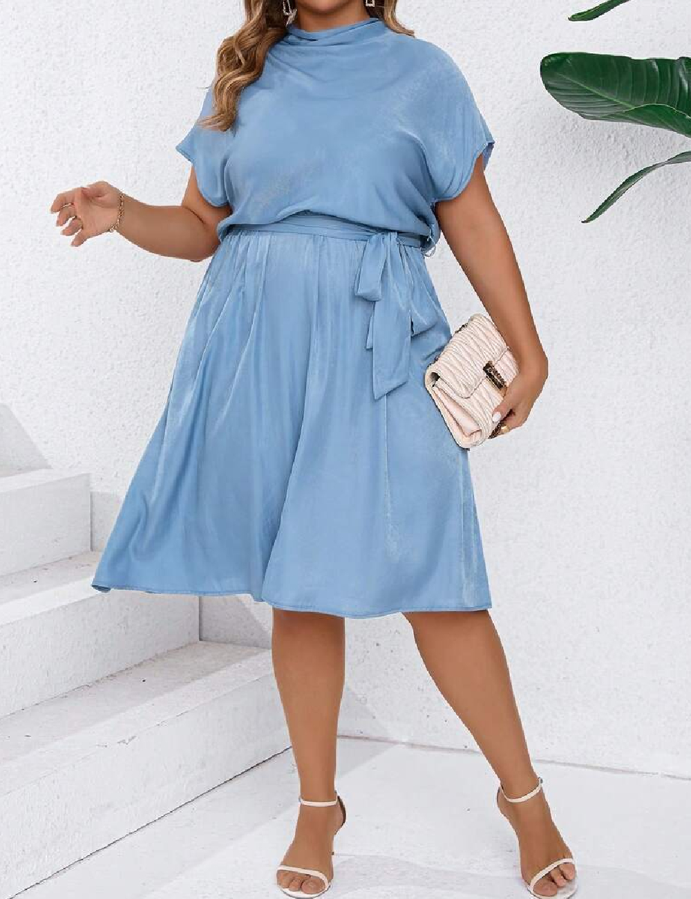 Rochie medie SHEIN CURVE, albastru