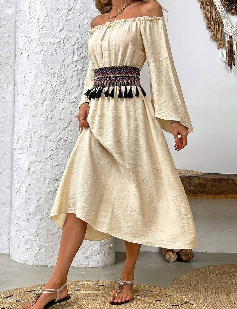 Rochie medie SHEIN, crem - 1 | YEO