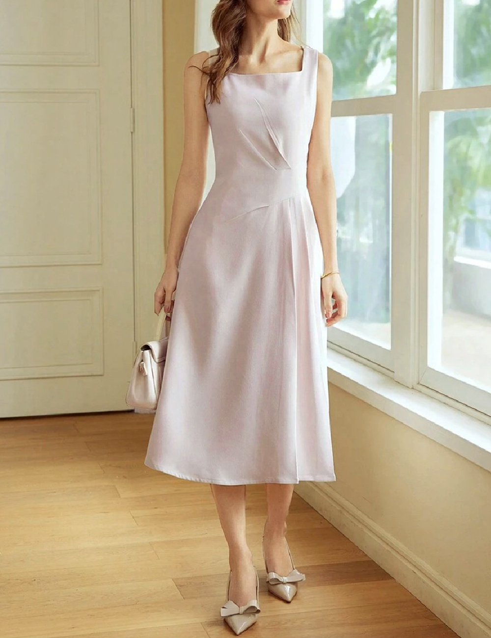 Rochie medie MOTF, roz pal