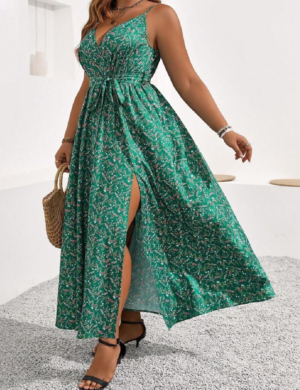 Rochie lunga SHEIN CURVE, verde - 1 | YEO