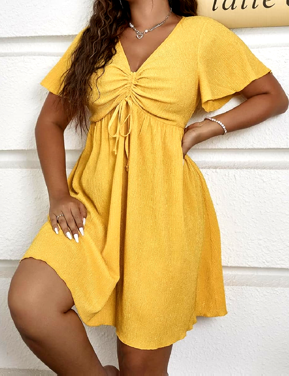 Rochie scurta SHEIN CURVE, galben