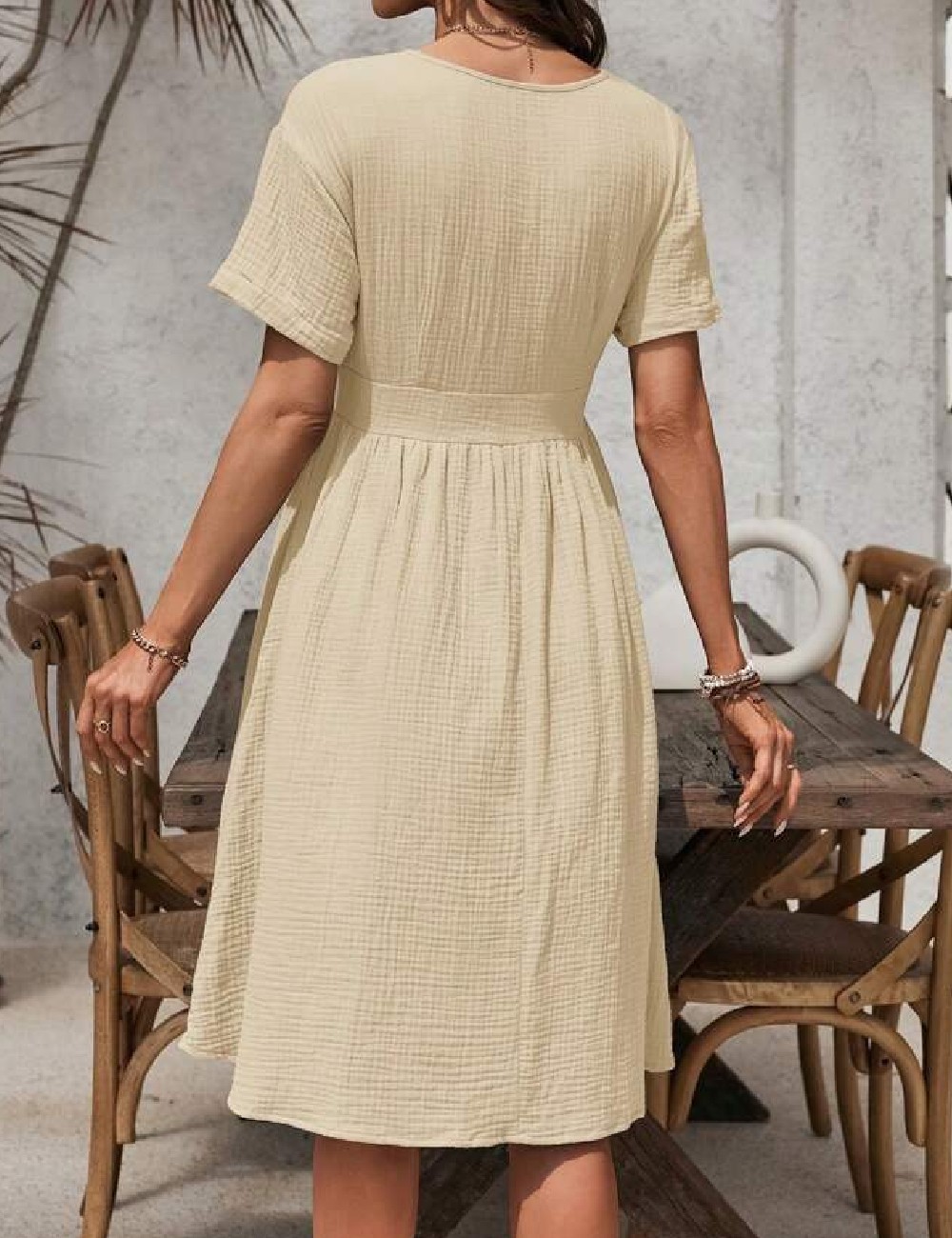 Rochie medie SHEIN, crem - 1 | YEO