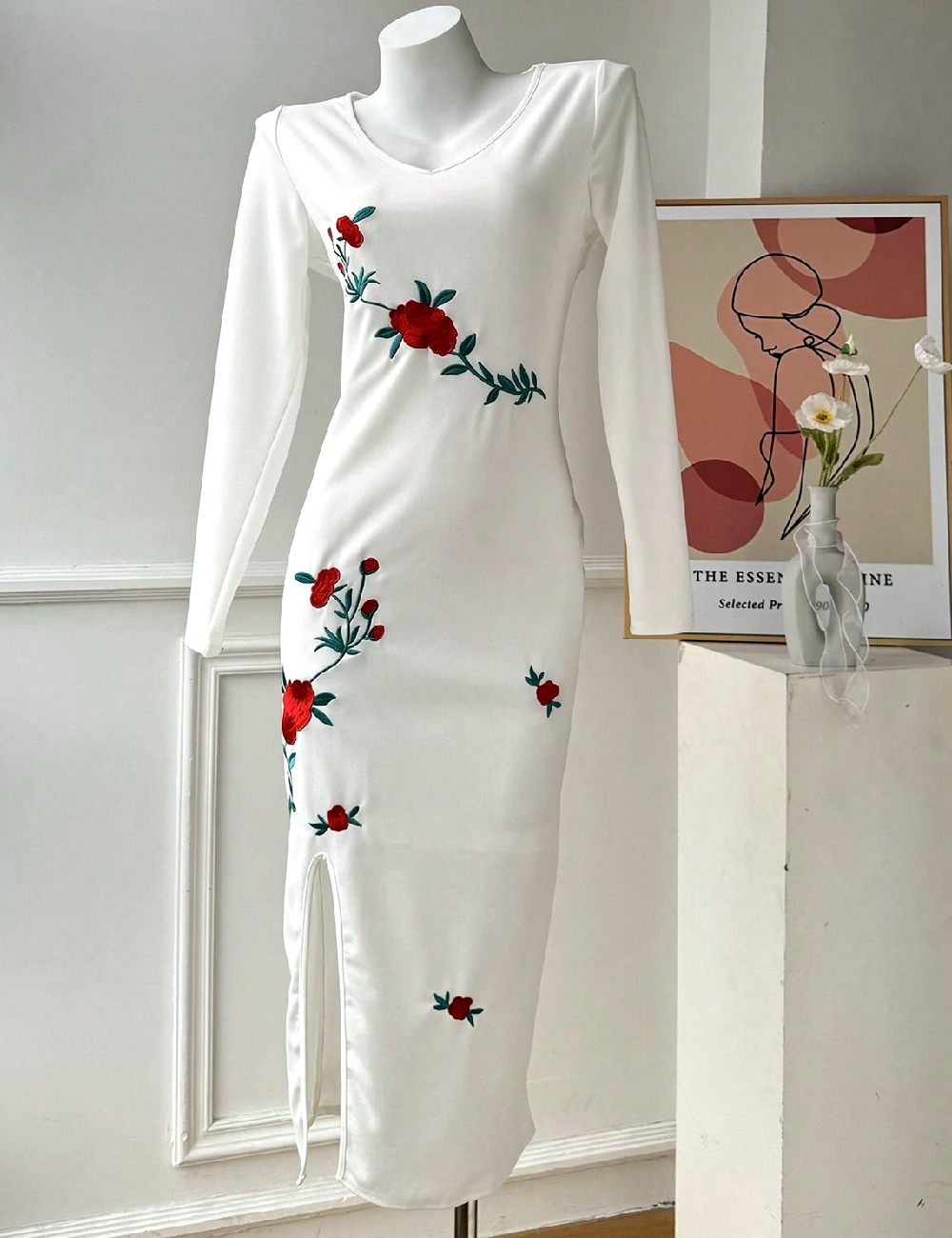 Rochie medie SHEIN, alb