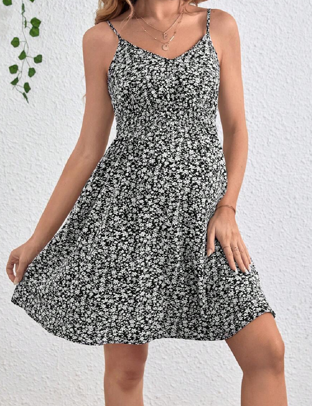 Rochie scurta SHEIN Maternity, negru/alb