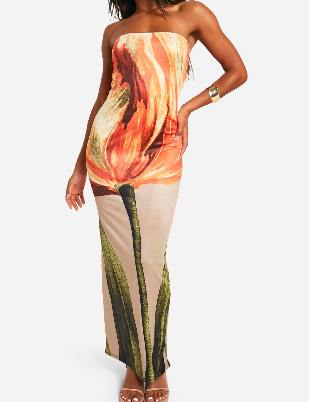Rochie lunga Boohoo, mix culori