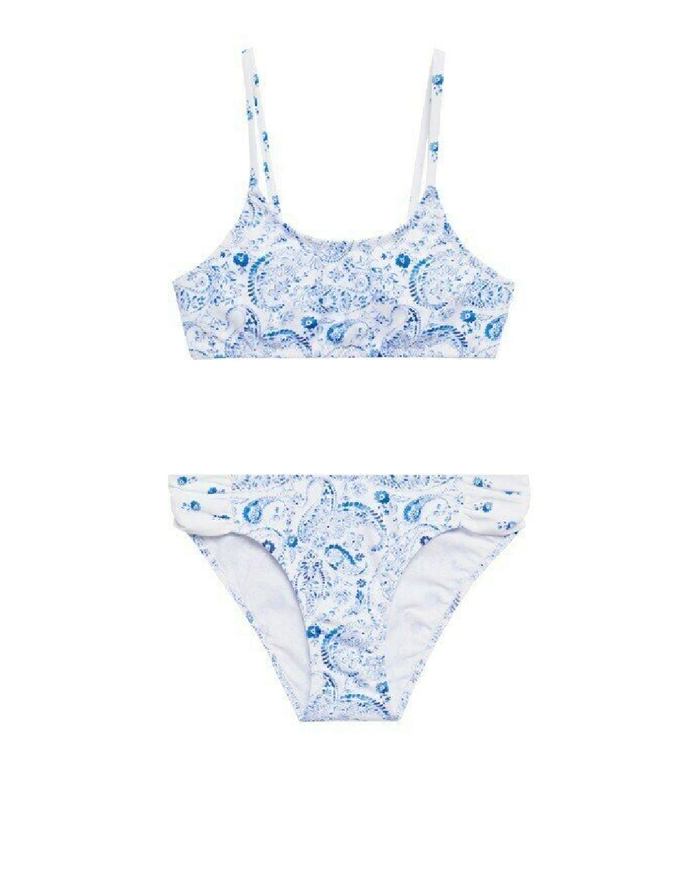 Costum de baie Mango Kids, alb/albastru