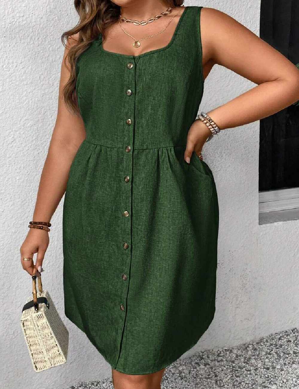 Rochie scurta SHEIN CURVE, verde