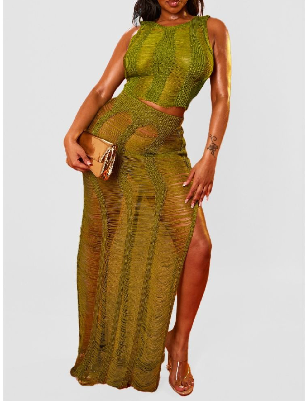 Top PRETTYLITTLETHING, verde - 1 | YEO